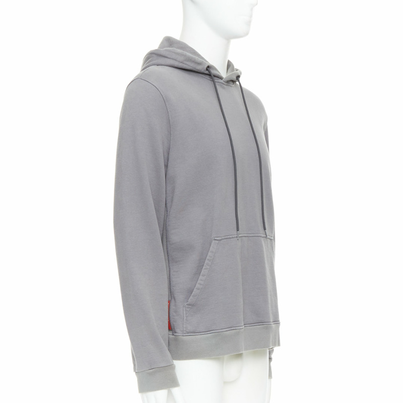 PRADA 2018 Line Rossa grey cotton red sports logo hoodie L-2