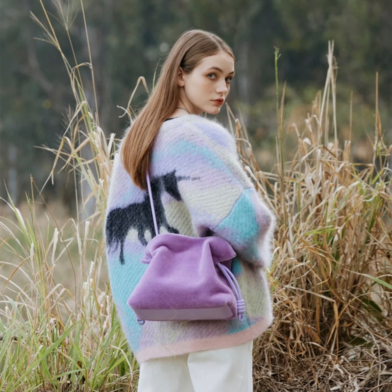 Loewe Flamenco Clutch 馬海毛牛皮手袋 斜背包 手拿包 薰衣草紫 Flamenco Clutch in Mohair and Calfskin-14
