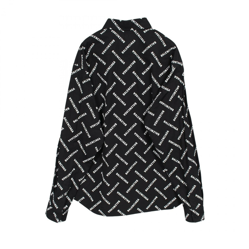 BALENCIAGA 全印花襯衫 662983TPLA4107038 純棉 黑色 全新 男款 38 碼-1