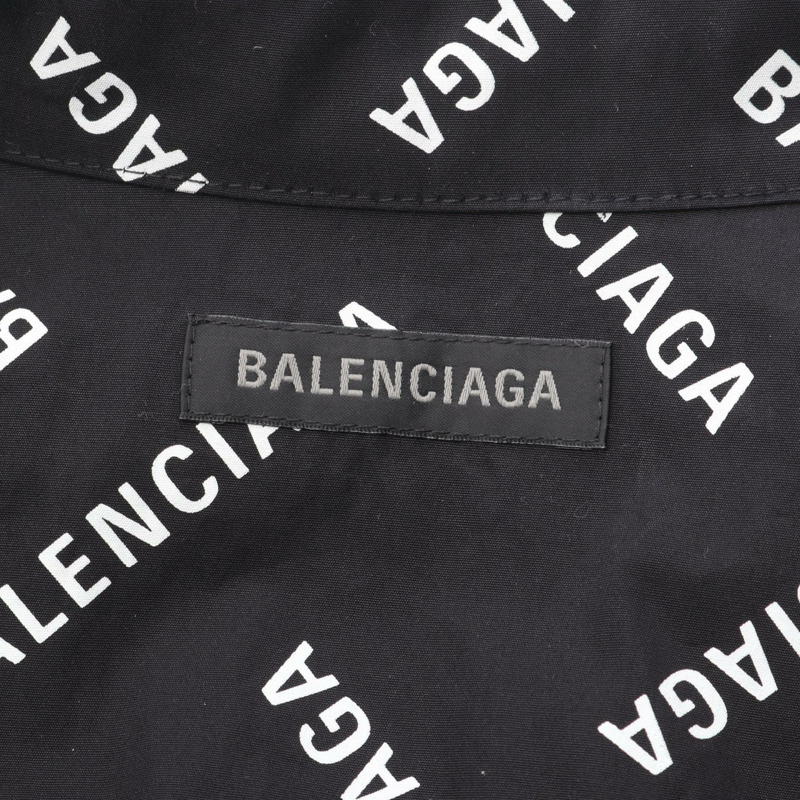 BALENCIAGA 全印花襯衫 662983TPLA4107038 純棉 黑色 全新 男款 38 碼-2