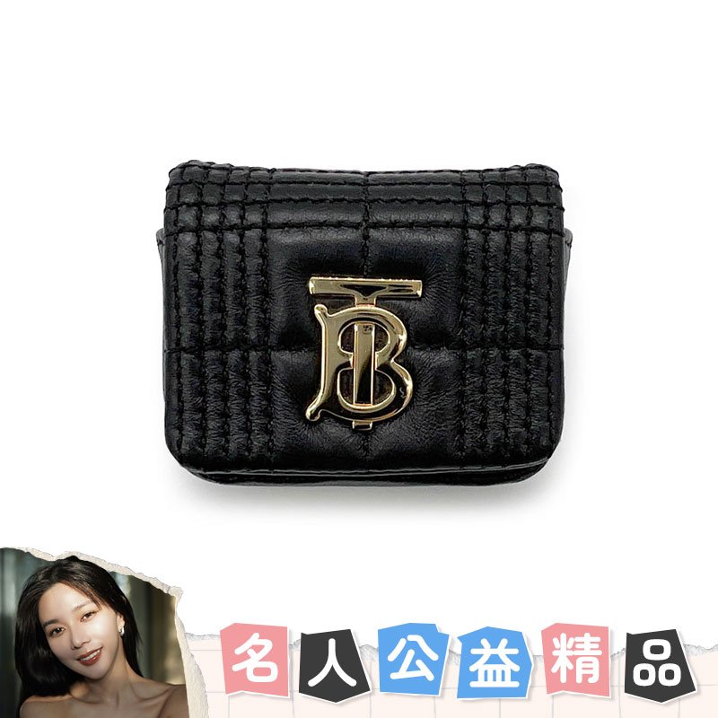 【Roi x 米蘭站-名人公益精品】 BURBERRY 黑羊皮金扣Lola耳機包-0
