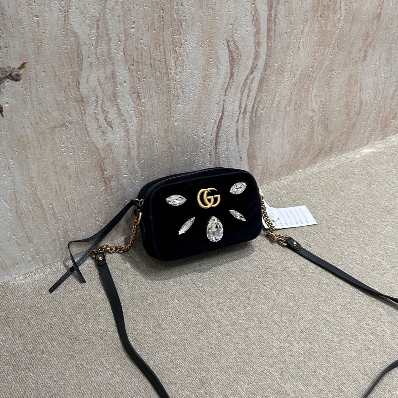 Gucci 寶石絲絨斜挎-0
