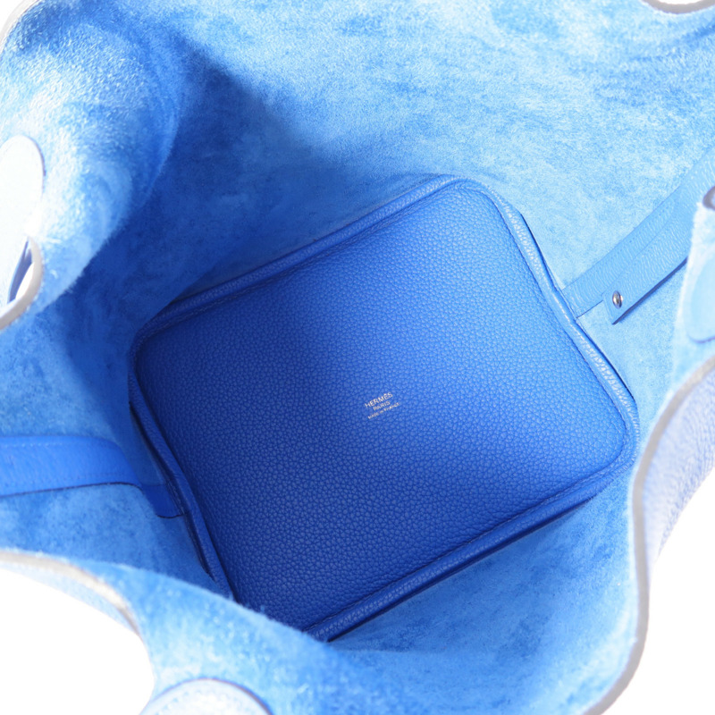 HERMES Clemence皮革Picotin MM銀扣手挽袋-10