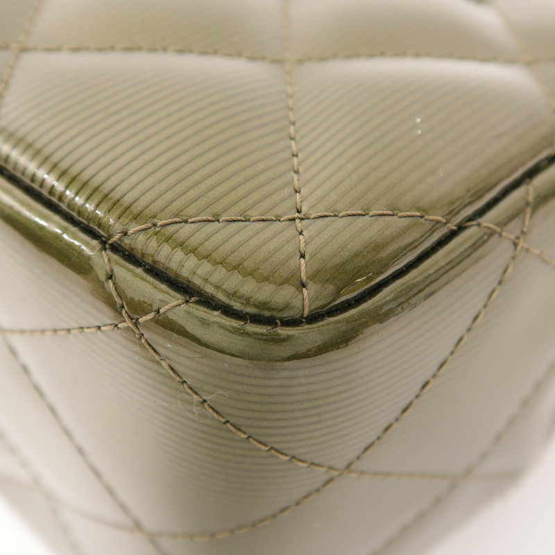 CHANEL 漆皮皮革Large Classic銀扣鏈帶肩背袋-7