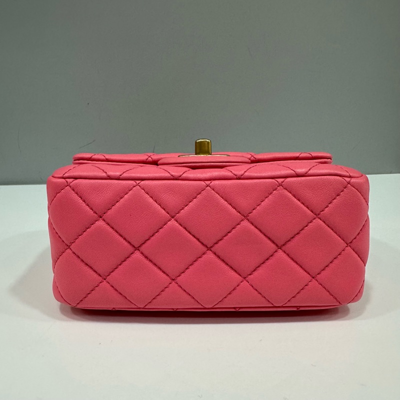 Chanel As1786 桃粉色羊皮金球方胖子 mini coco 17-6
