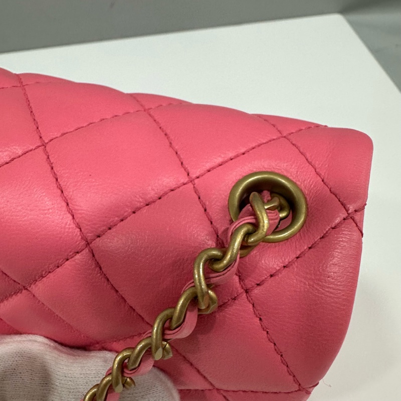 Chanel As1786 桃粉色羊皮金球方胖子 mini coco 17-12