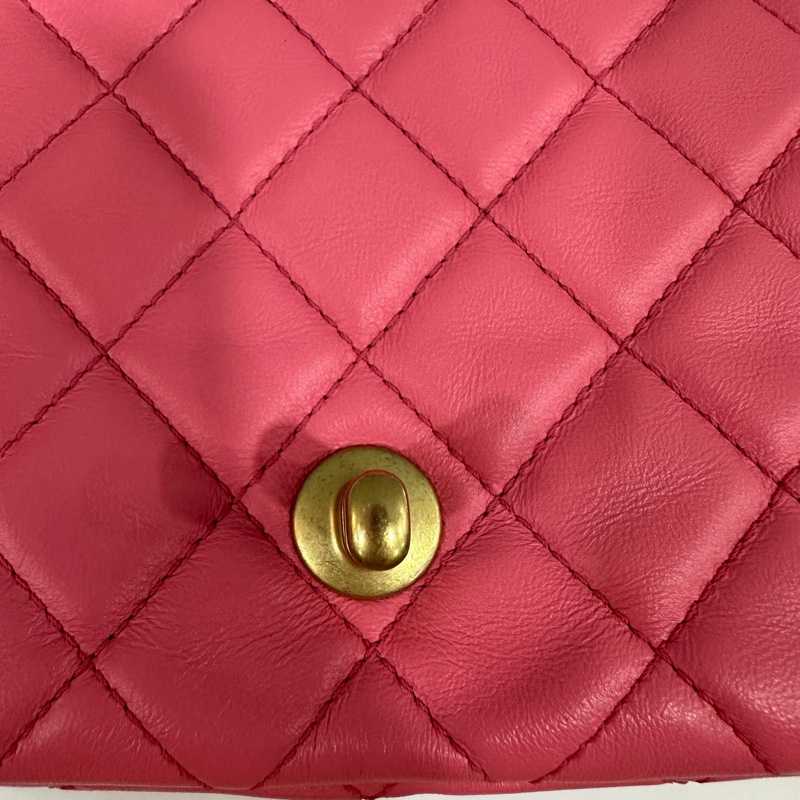 Chanel As1786 桃粉色羊皮金球方胖子 mini coco 17-19