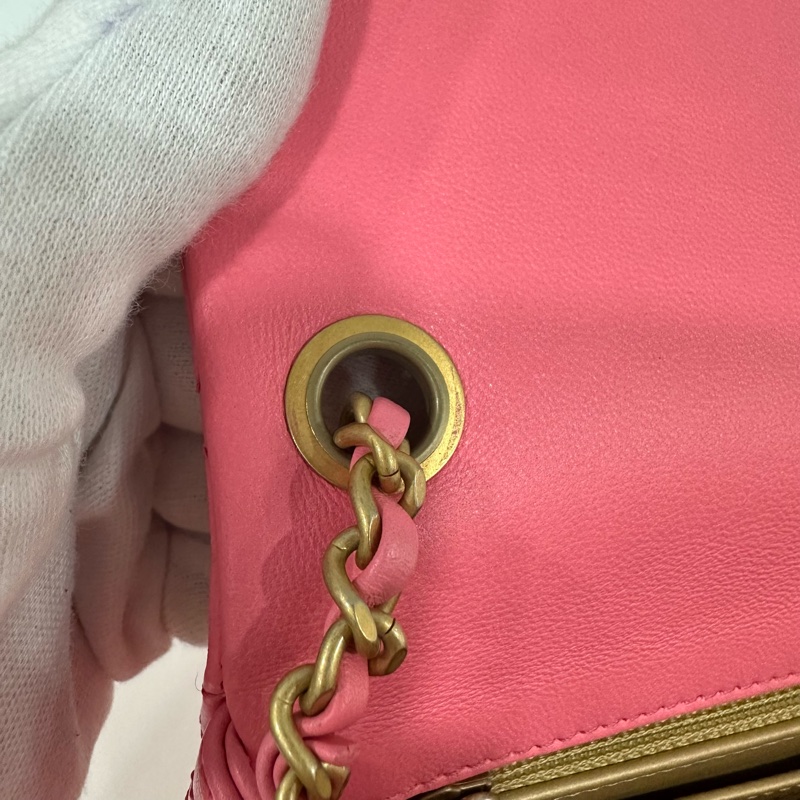 Chanel As1786 桃粉色羊皮金球方胖子 mini coco 17-21