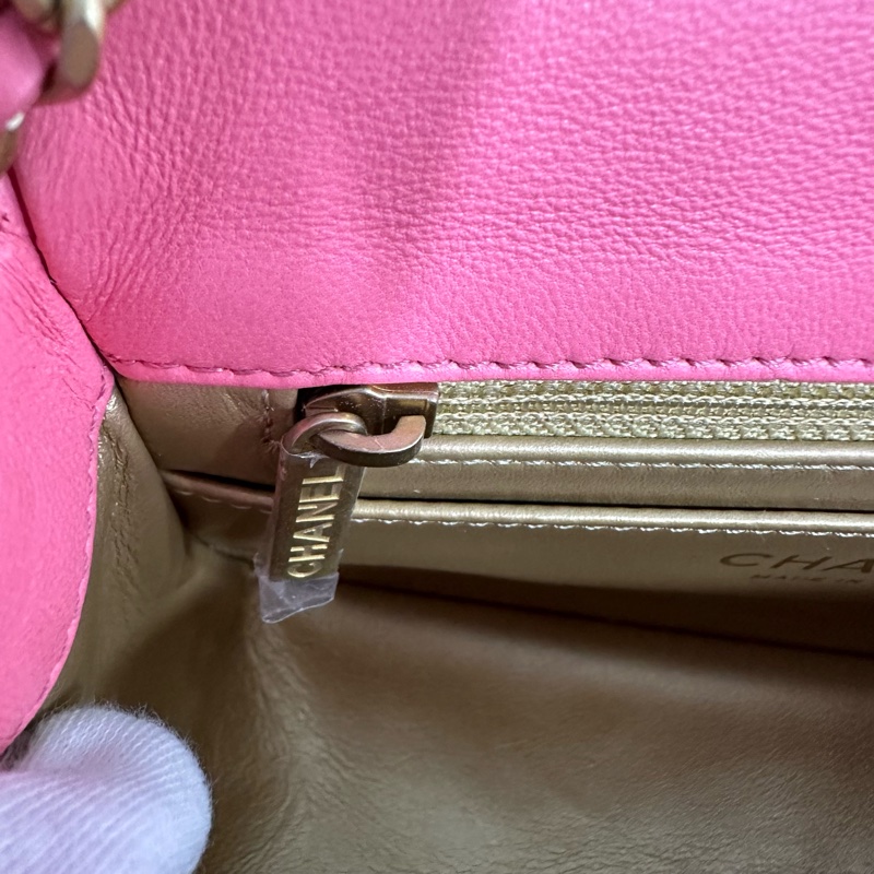 Chanel As1786 桃粉色羊皮金球方胖子 mini coco 17-24