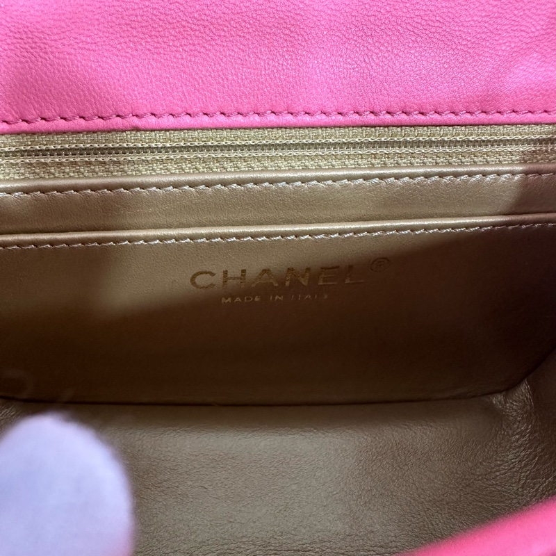Chanel As1786 桃粉色羊皮金球方胖子 mini coco 17-25