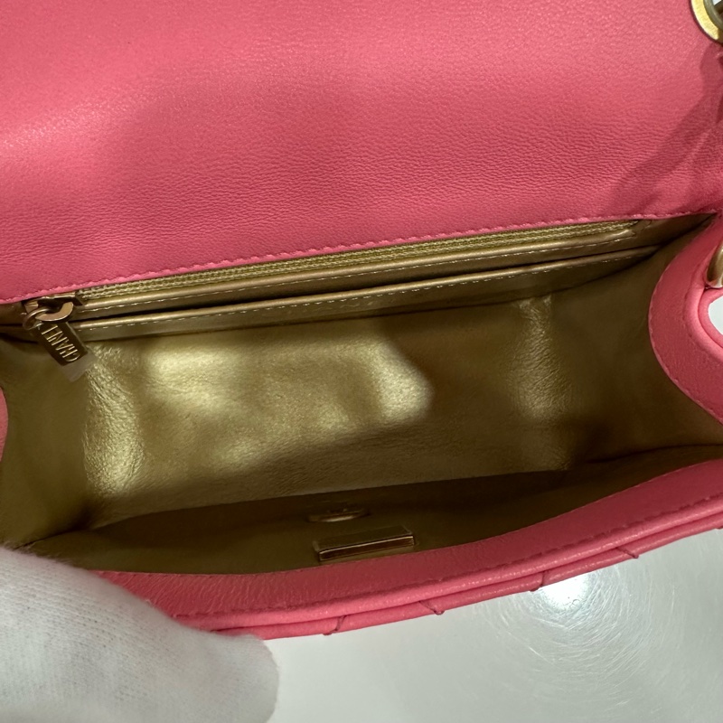 Chanel As1786 桃粉色羊皮金球方胖子 mini coco 17-26
