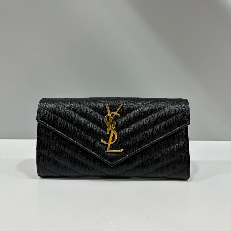 ysl 372264 魚子醬金釦長夾-0
