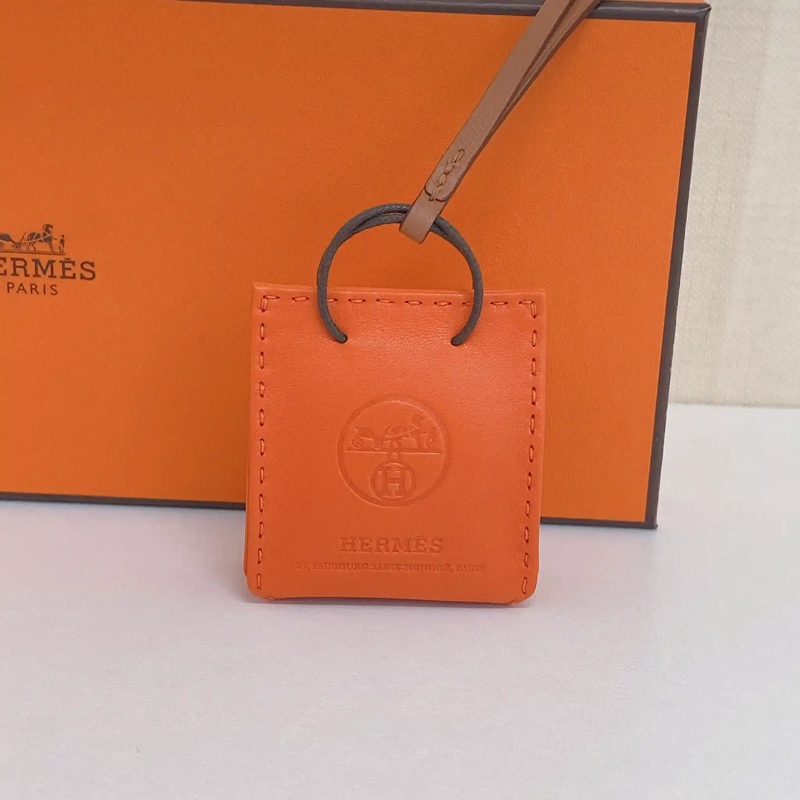 Hermes 經典橙色購物袋掛飾 包掛-1