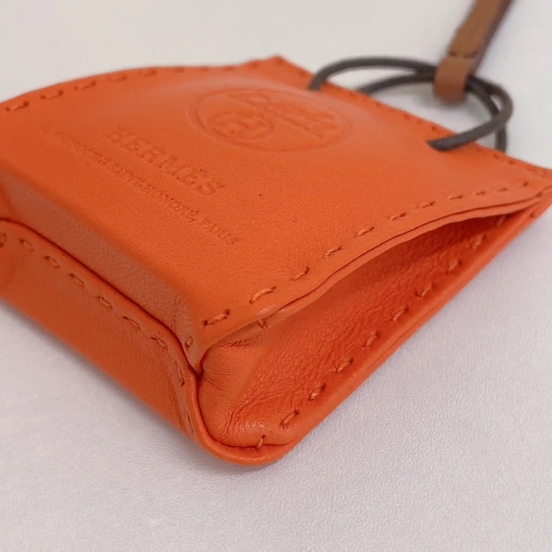 Hermes 經典橙色購物袋掛飾 包掛-5
