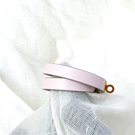 Hermes Kelly 淡粉色金扣雙圈手鍊-2