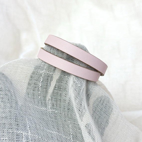 Hermes Kelly 淡粉色金扣雙圈手鍊-3