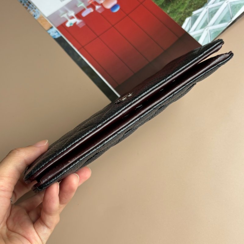 ::CHANEL:: 黑色荔枝皮革 銀雙C 對開多卡長夾-3