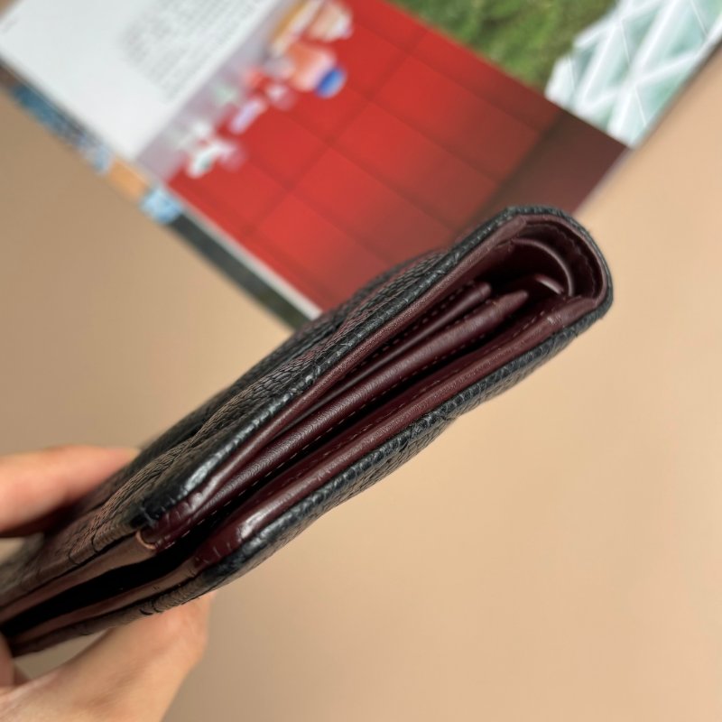 ::CHANEL:: 黑色荔枝皮革 銀雙C 對開多卡長夾-5