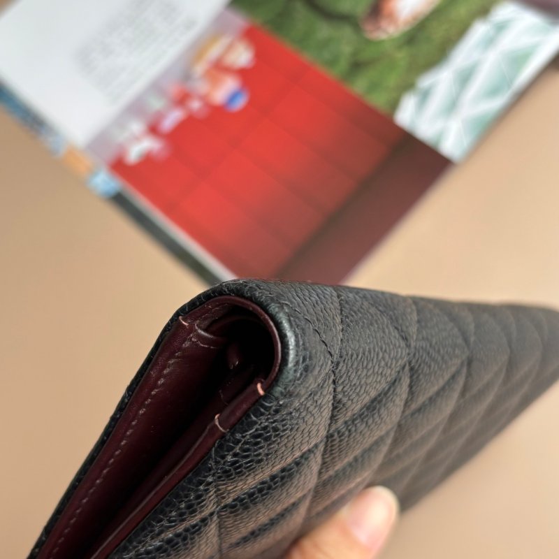 ::CHANEL:: 黑色荔枝皮革 銀雙C 對開多卡長夾-6