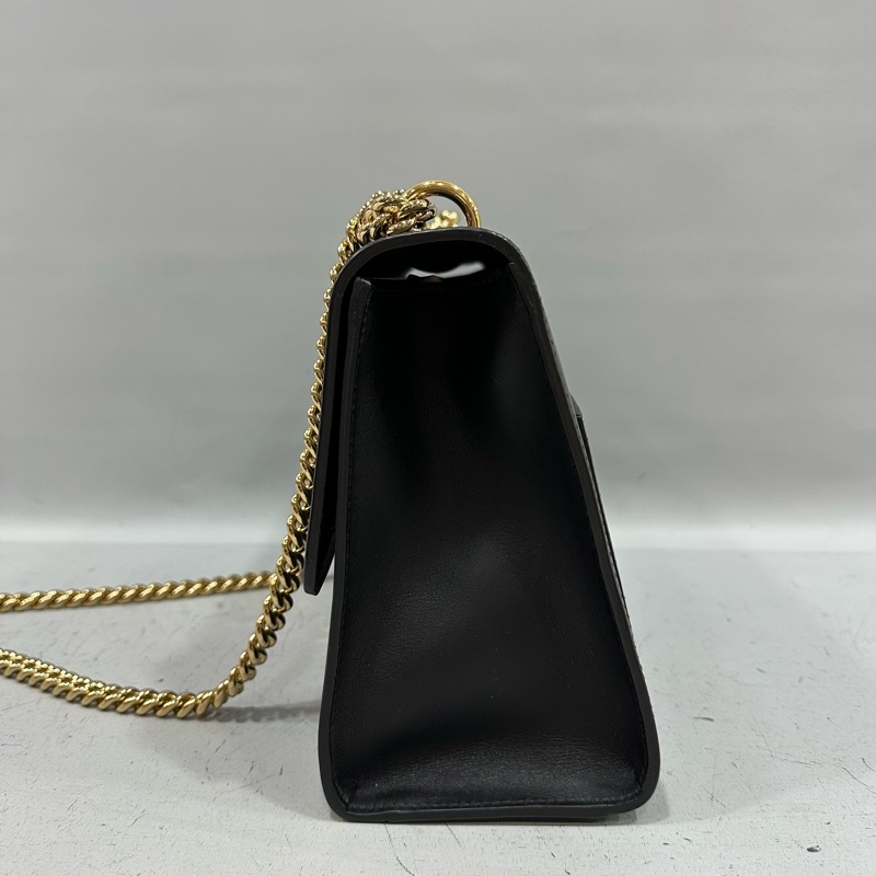 gucci 409486 黑色金釦鎖頭 肩背包-3