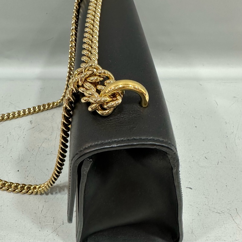 gucci 409486 黑色金釦鎖頭 肩背包-4