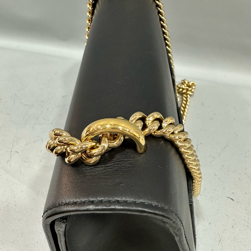 gucci 409486 黑色金釦鎖頭 肩背包-8