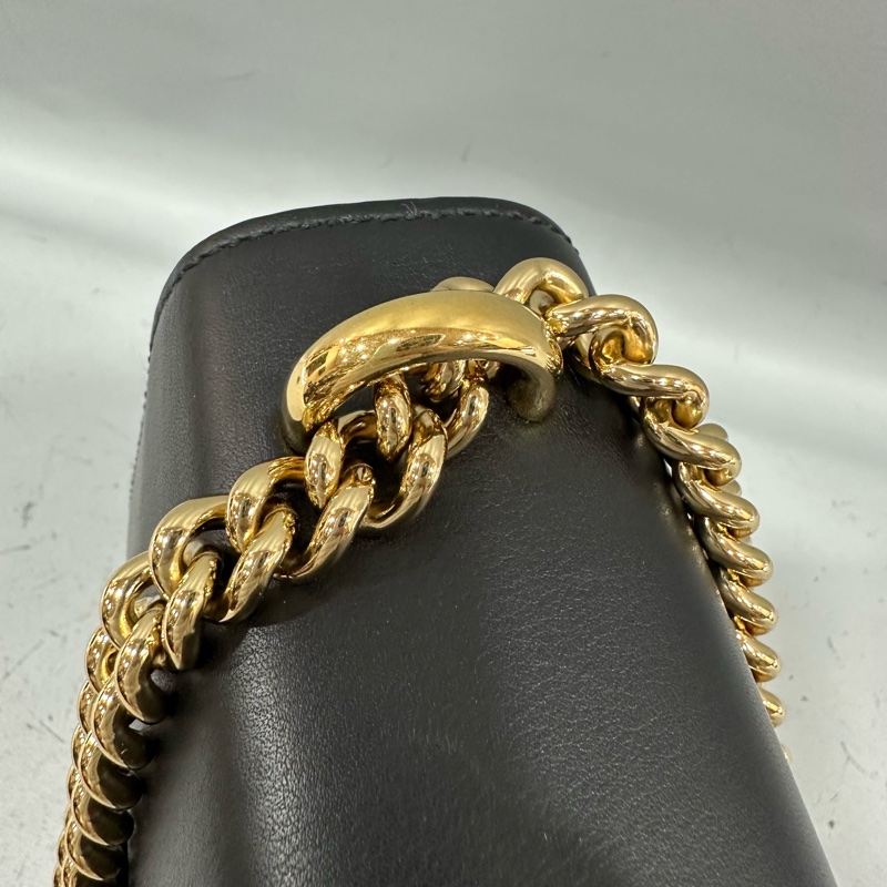 gucci 409486 黑色金釦鎖頭 肩背包-9