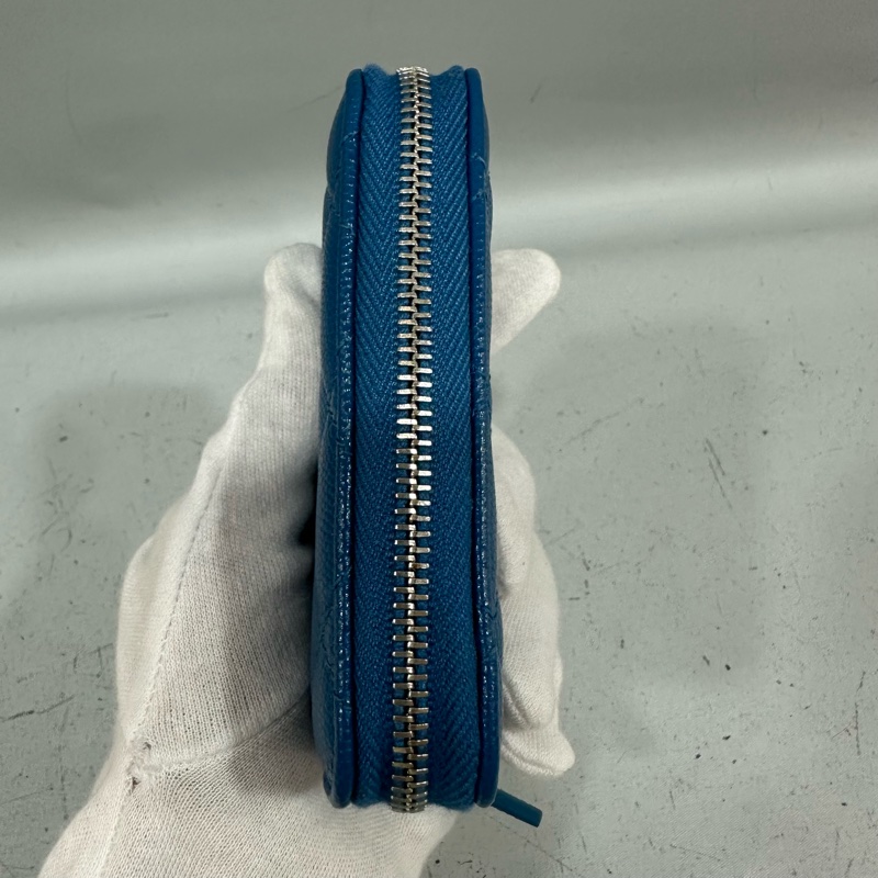 chanel Ap1940 vip限定 藍色荔枝皮銀釦 絲巾 零錢包-4