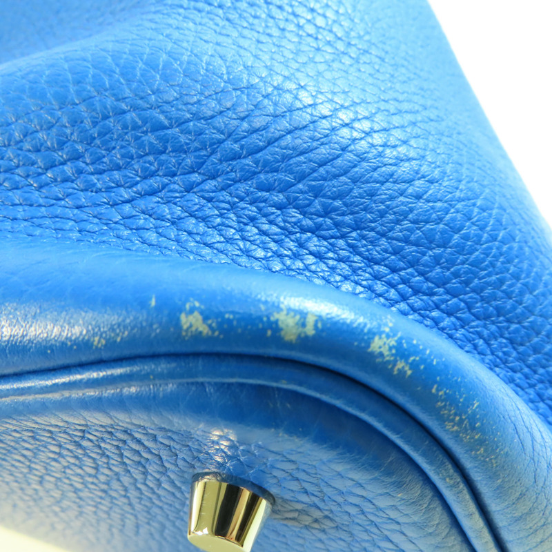 HERMES Clemence皮革Picotin MM銀扣手挽袋Bleu Hydra-7