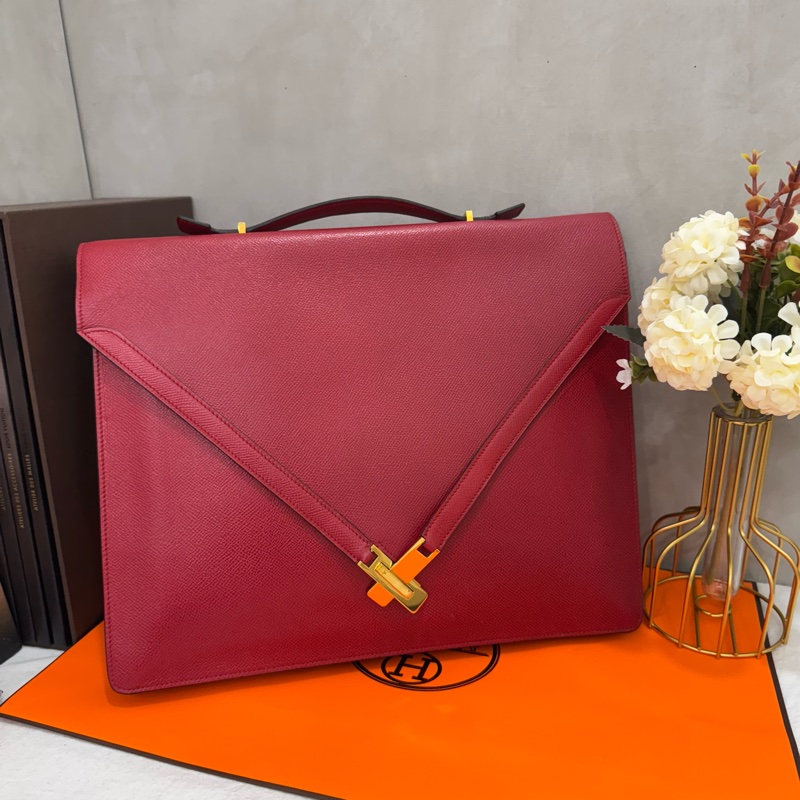 Hermès 紅色手提公事包-1