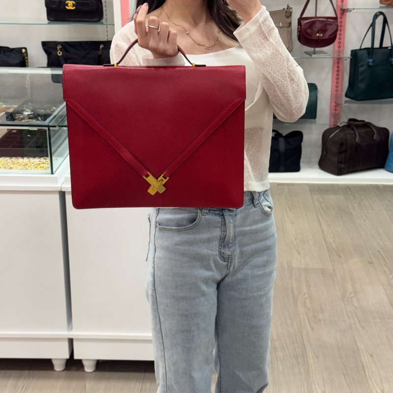 Hermès 紅色手提公事包-4