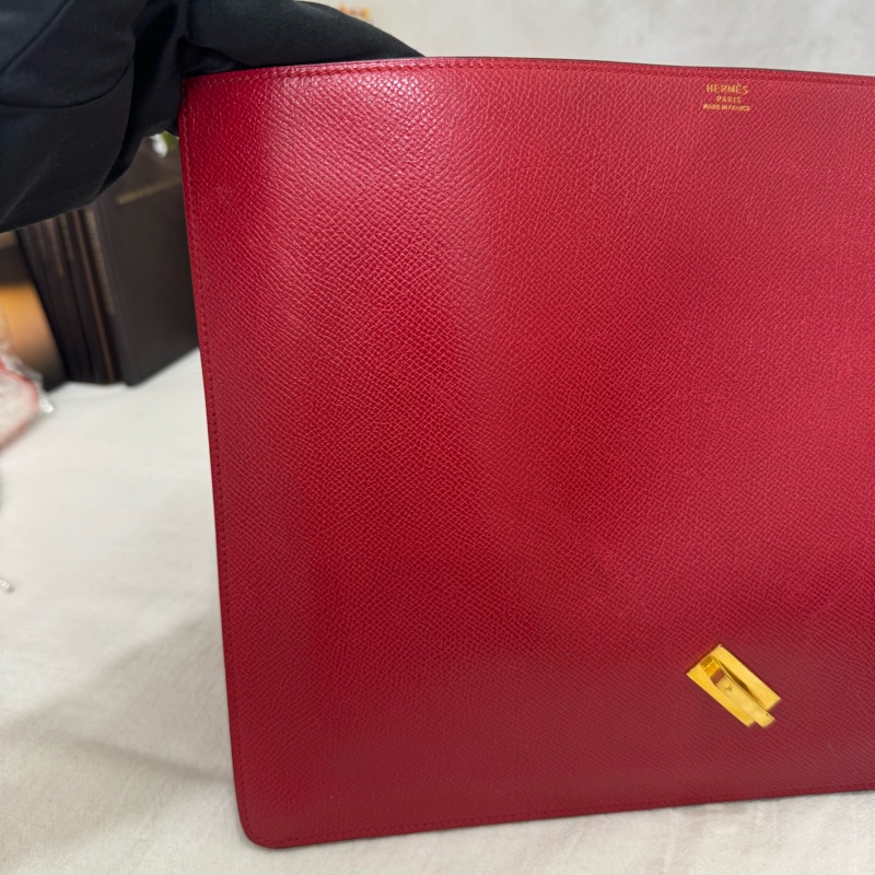 Hermès 紅色手提公事包-16