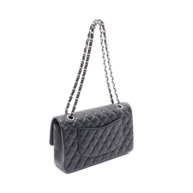 CHANEL Matelasse W 翻蓋單肩包 A01112 皮革黑色二手女款 SHW CC-1