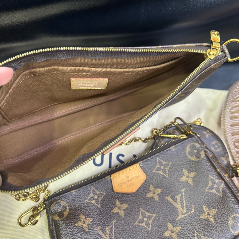 Lv 粉色背帶五合一麻將包斜背包-3