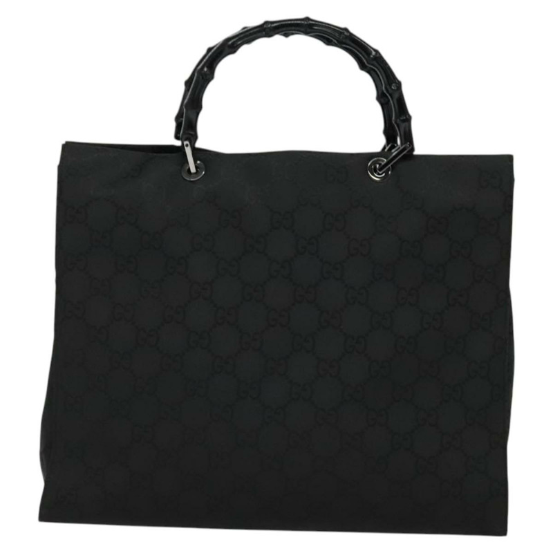【日本直送】GUCCI 竹節 GG 帆布手提包 尼龍 黑色 銀色 正品 124205-1