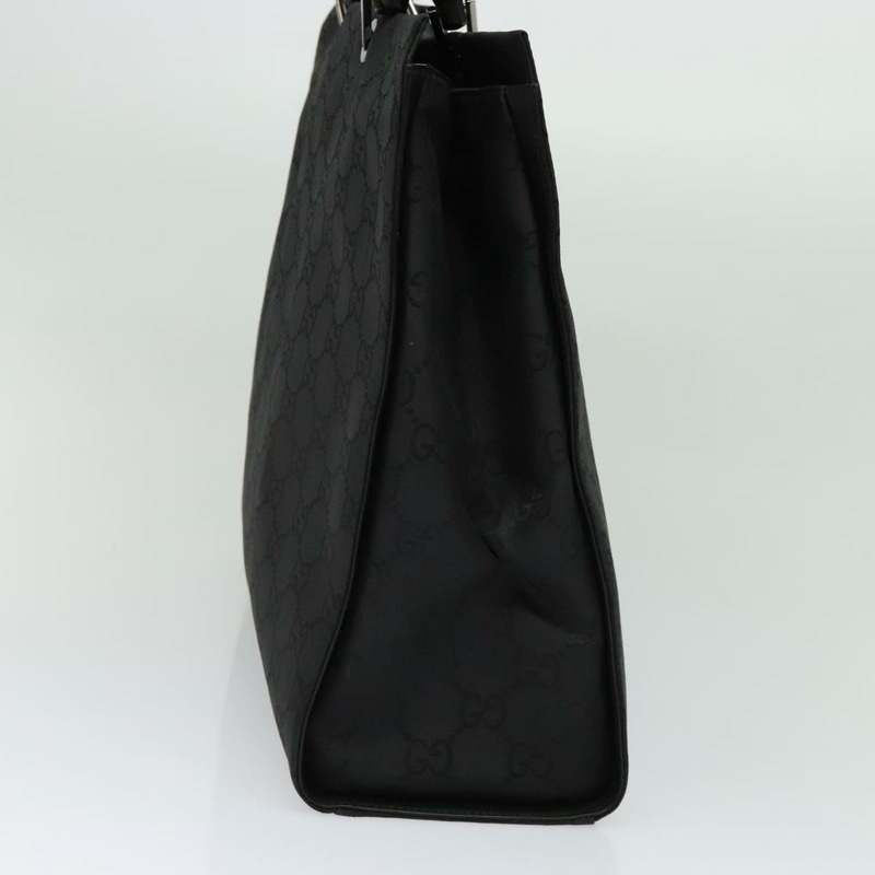 【日本直送】GUCCI 竹節 GG 帆布手提包 尼龍 黑色 銀色 正品 124205-2