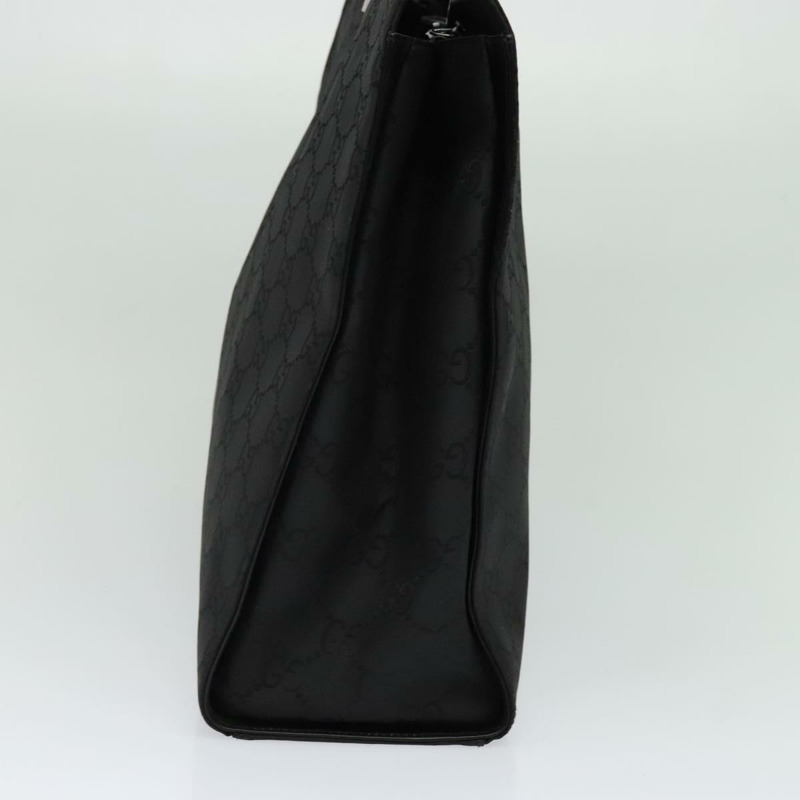 【日本直送】GUCCI 竹節 GG 帆布手提包 尼龍 黑色 銀色 正品 124205-3