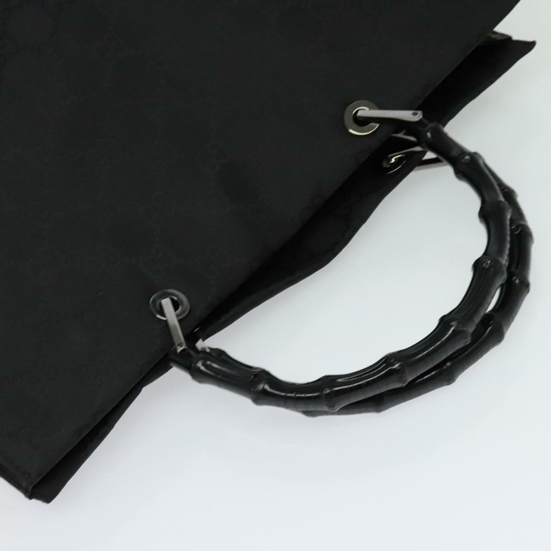 【日本直送】GUCCI 竹節 GG 帆布手提包 尼龍 黑色 銀色 正品 124205-5