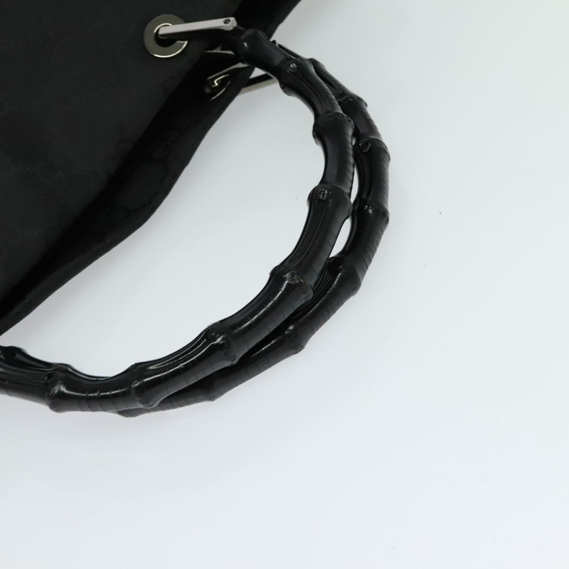 【日本直送】GUCCI 竹節 GG 帆布手提包 尼龍 黑色 銀色 正品 124205-6