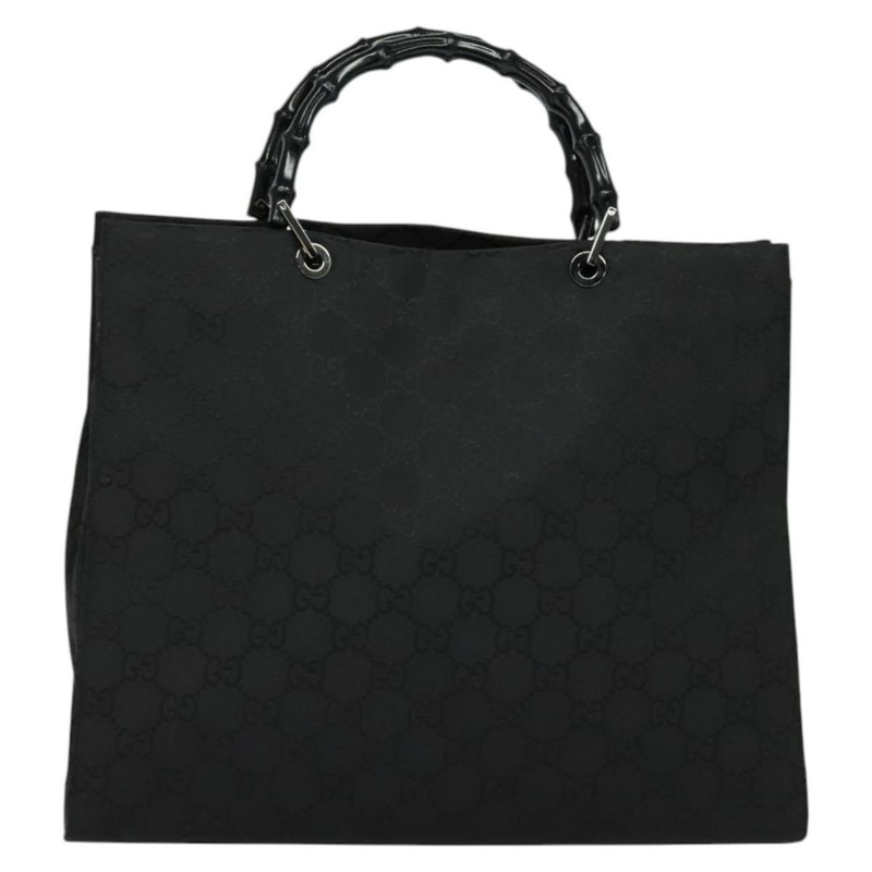 【日本直送】GUCCI 竹節 GG 帆布手提包 尼龍 黑色 銀色 正品 124205-12