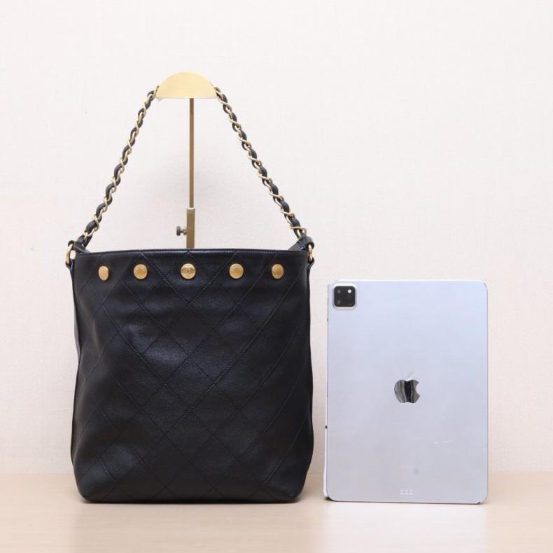 CHANEL(香奈兒) 25P 雙C 水桶包 黑色 晶片開 金扣-2