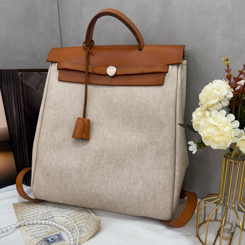 Hermès 帆布焦糖雙肩包-2