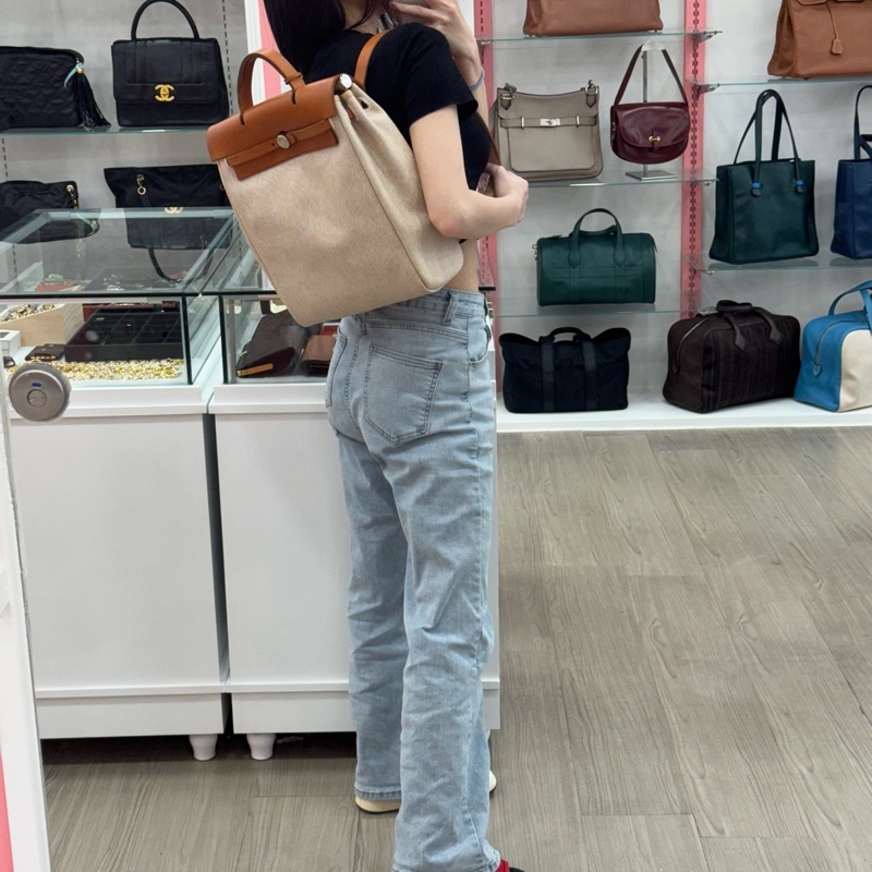 Hermès 帆布焦糖雙肩包-4