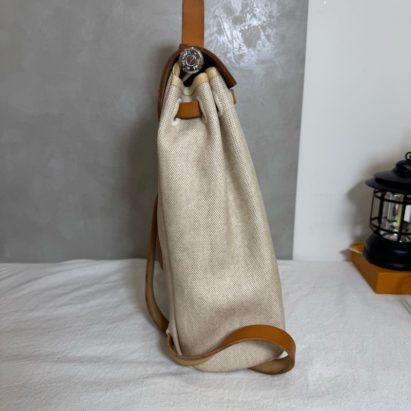 Hermès 帆布焦糖雙肩包-6