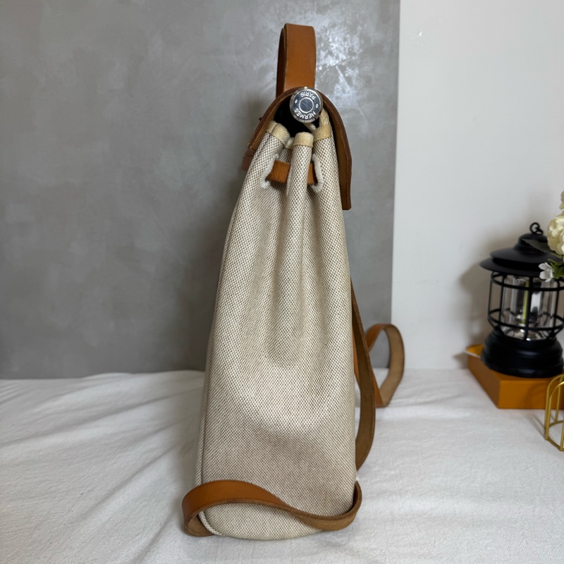 Hermès 帆布焦糖雙肩包-7