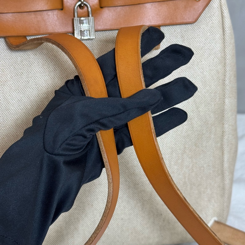 Hermès 帆布焦糖雙肩包-23