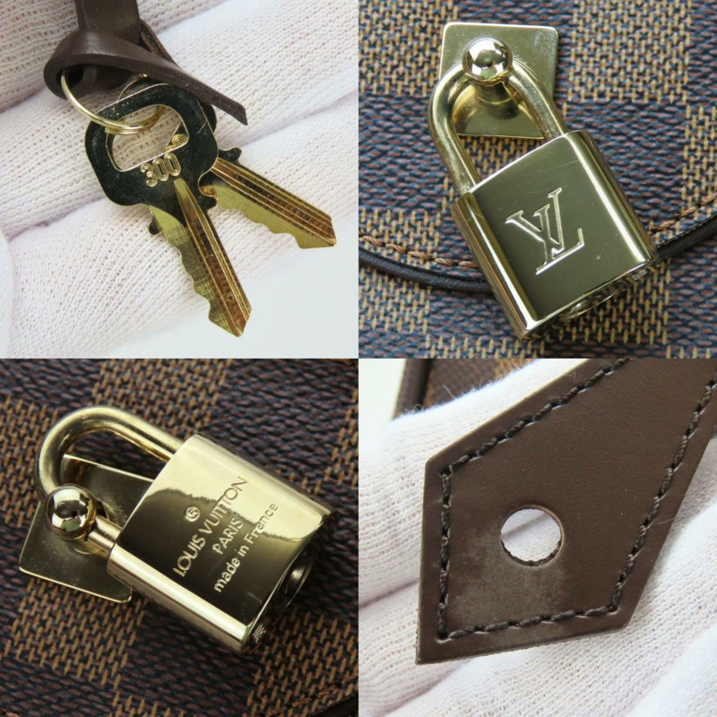 Louis Vuitton 女士 Duomo 手提包 N60008 Damier 皮革 Ebene 棕色迷你波士頓包 LOUIS VUITTON-6