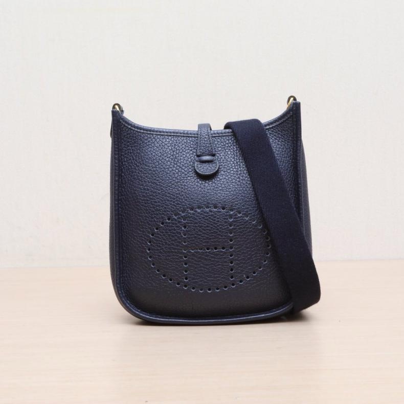 HERMES(愛馬仕) Evelyne Mini 16 2Z午夜藍 TC皮 Y刻 金扣-0