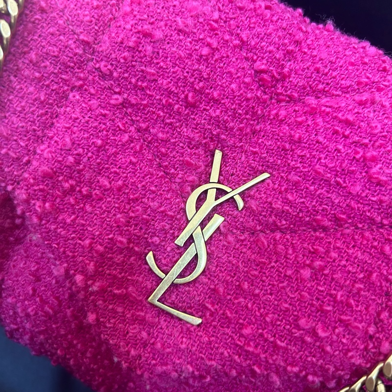送禮首選🩷YSL LOULOU PUFFER 桃粉色毛呢雲朵包 狀態99新-3