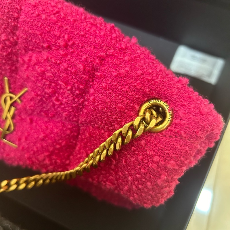 送禮首選🩷YSL LOULOU PUFFER 桃粉色毛呢雲朵包 狀態99新-16